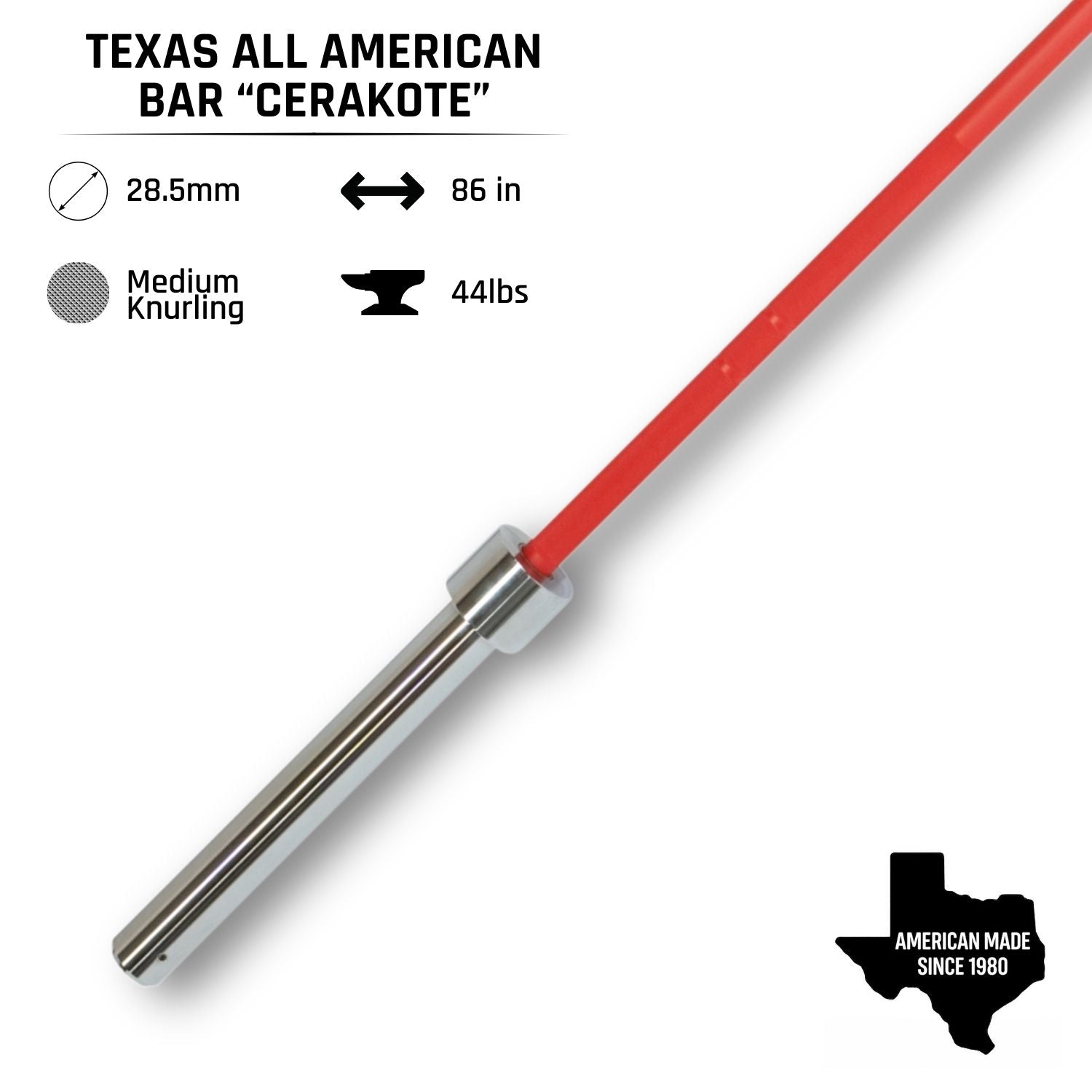 セラコート カリフォルニアバー ピンク アメリカンバーベル Texas All American Bar Cerakote | Multi-Purpose Barbell Since 1980