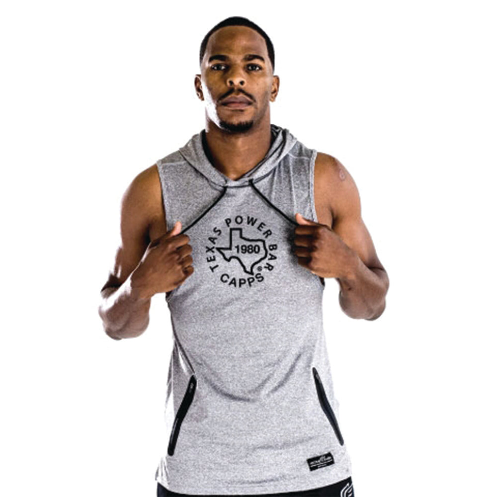 Sleeveless best sale grey hoodie