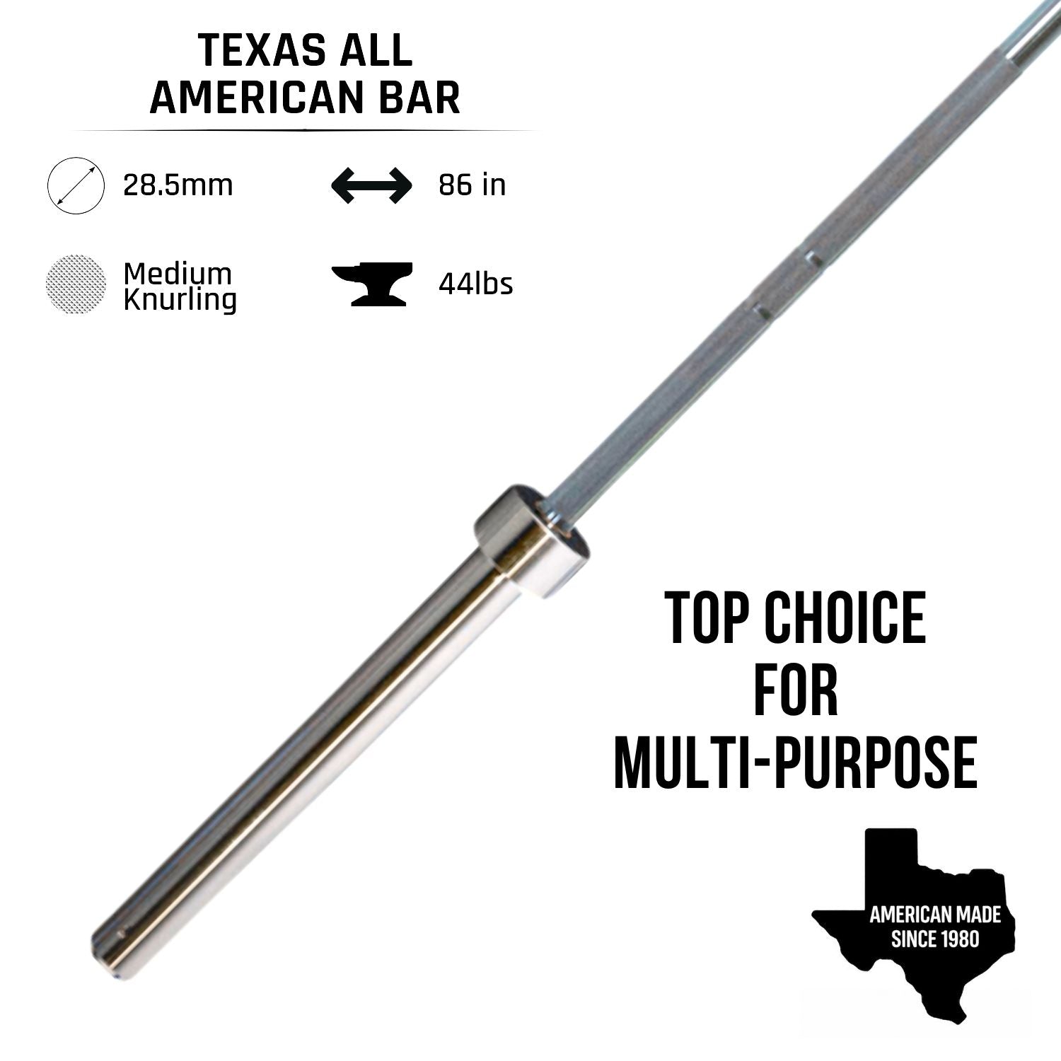 Texas All American Bar | Multi-Purpose Barbell Texas Built Since 1980
