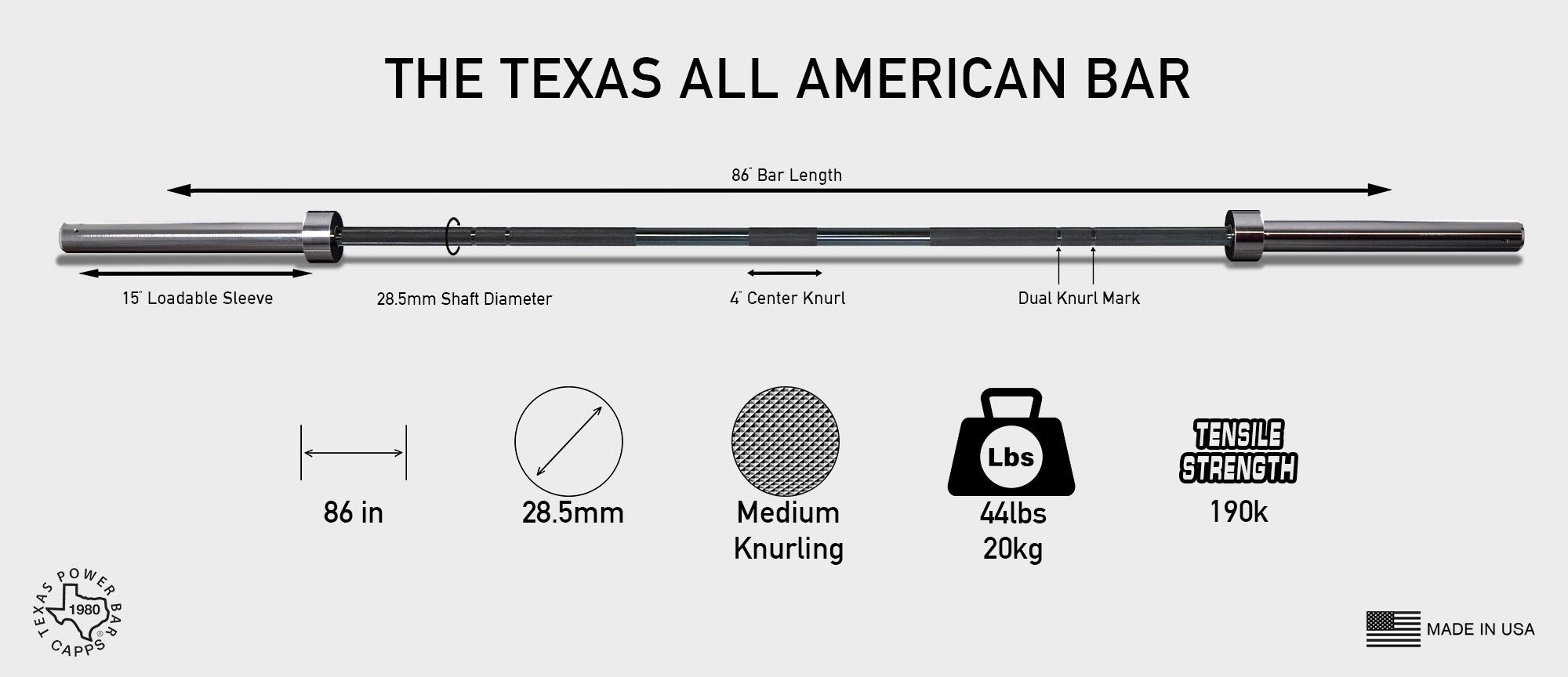 【carlandtakatsu】AMERICAN BARBELLバーベル20KG 20KG Elite Blackout Power Bar, 29mm – American Barbell